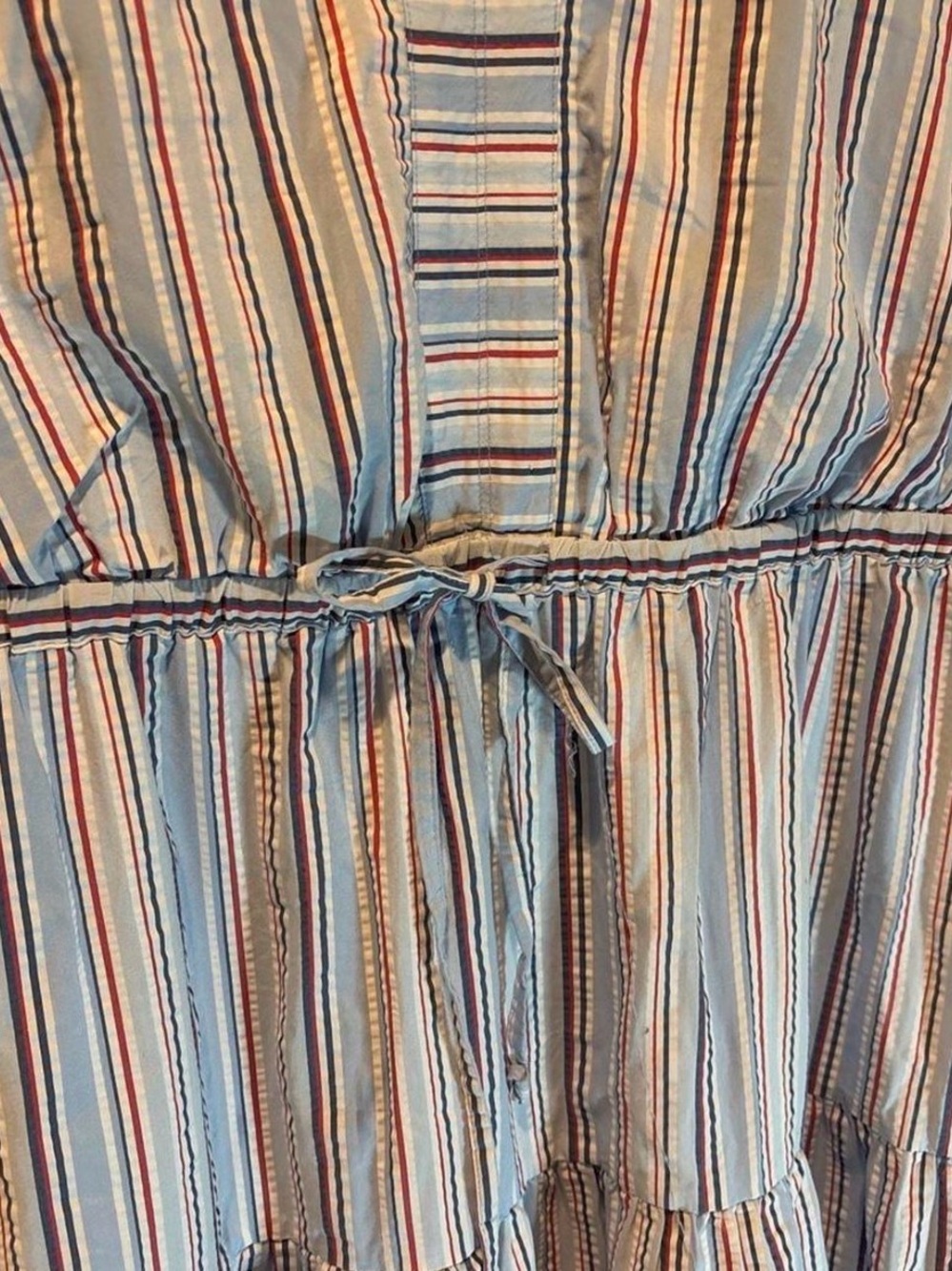 Vineyard Vines Striped Sleeveless Tiered Dress Women’s Large Blue Red White - Picture 6 of 9